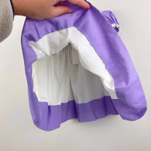 Vintage Purple Pinafore Embroidered Elephant Dress Baby Girl - Picture 4 of 10